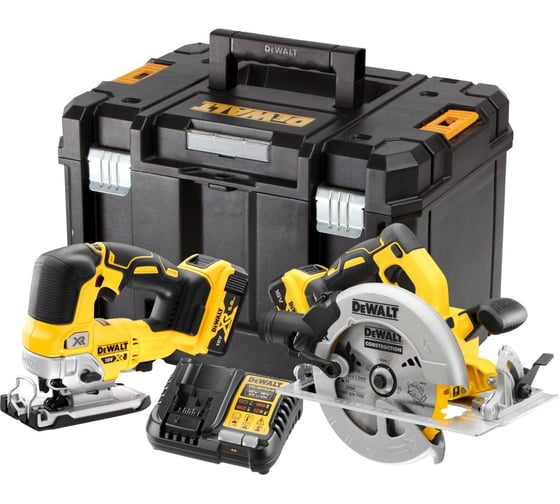 Аккумуляторный набор Dewalt DCK2012P2T, 18 В: дисковая пила DCS570 + лобзик DCS334, с 2 АКБ 5 Ач и ЗУ, в кейсе TSTAK () DCK2012P2T-QW 1