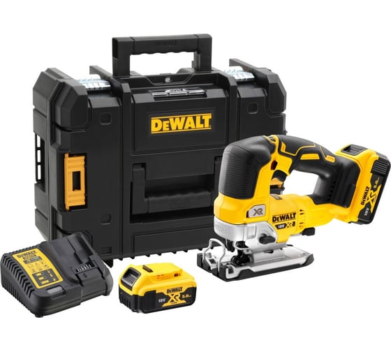 Аккумуляторный лобзик Dewalt DCS334P2, 18 В, 3200 ход/мин, 26 мм, с 2 АКБ 5 Ач и ЗУ, в кейсе TSTAK () DCS334P2-QW
