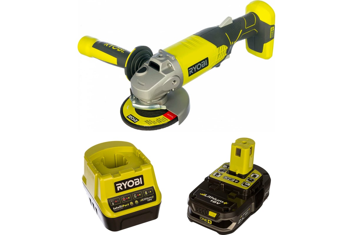 Комплект Ryobi ONE+: угловая шлифмашина R18AG-0 и набор RC18120-125  5133003359 290320221 - выгодная цена, отзывы, характеристики, фото - купить  в Москве и РФ