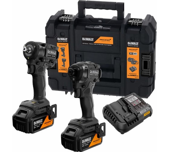 Аккумуляторный набор Dewalt McLaren Limited Edition DCK2224MP2T, 18 В: шуруповерт + гайковерт, с 2 АКБ 5 Ач и ЗУ, в кейсе TSTAK DCK2224MP2T-QW