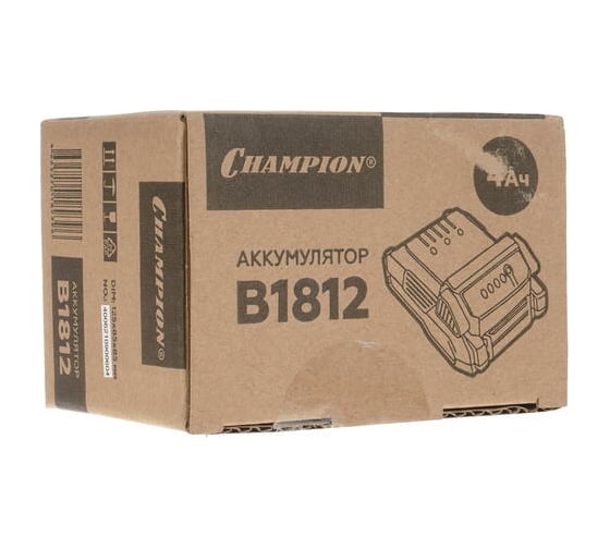 Аккумулятор B1812 (18 В; 4 Ач; Li-ion; 0.7 кг; t хранения от +10С до +20С) Champion B1812