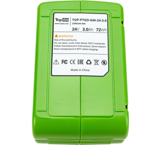 Аккумулятор для Greenworks 24В, 3.0 А*ч (Li-Ion) PN: G24B2 TopOn TOP-PTGD-GW-24-3.0