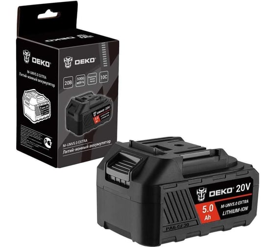 Аккумулятор DEKO M-UNV5.0 EXTRA, Li-ion, с повышенной токоотдачей, 20В, 1х5.0Ач 081-1020