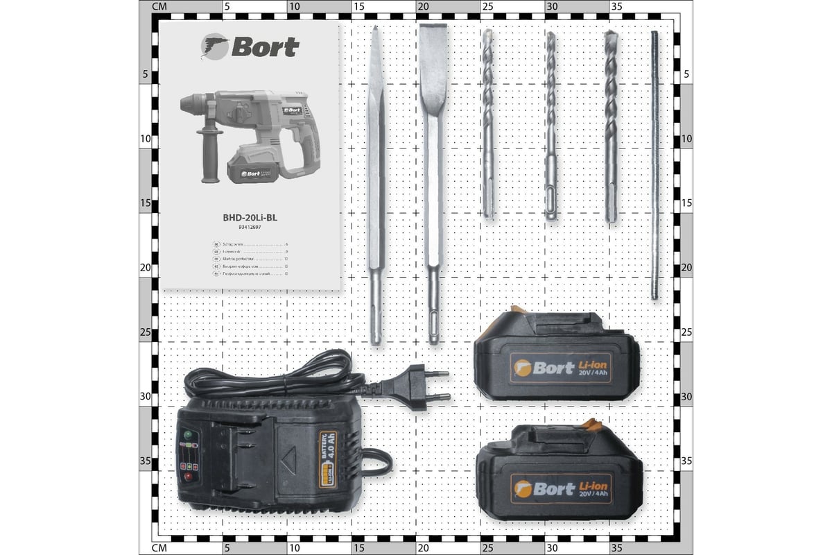Аккумуляторный перфоратор BORT BHD-20Li-BL 93412697 - выгодная цена ...