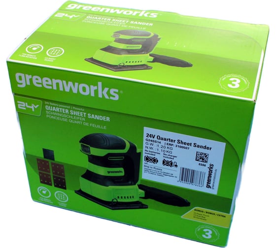 Аккумуляторная плоскошлифовальная машина GreenWorks G24SS14 3100507