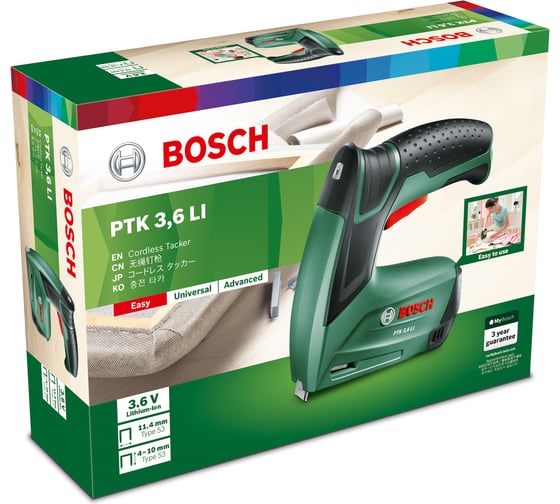 Аккумуляторный степлер Bosch PTK 3,6 Li (USB) 0603968220