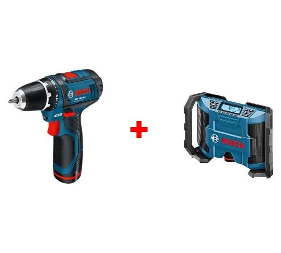 Набор Bosch: аккумуляторная дрель-шуруповёрт GSR 10.8-2-LI Professional + радио GML 10.8 V-LI Professional 0.601.429.201 1