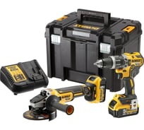 Ударная дрель-шуруповерт DCD796 + углошлифмашина DCG405 DEWALT 2 батареи DCB184 5.0Ah, зарядное устройство DCB115, чемодан TSTAK VI DCK2080P2T-QW