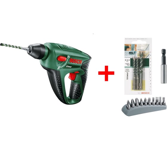 Аккумуляторный перфоратор Bosch UNEO + набор оснастки 0.603.952.021