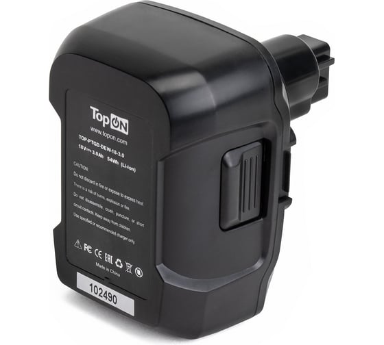 Аккумулятор 18V, 3.0Ah (Li-Ion) для DeWalt PN: DC9180, DC9181, DC9182 TopOn TOP-PTGD-DEW-18-3.0