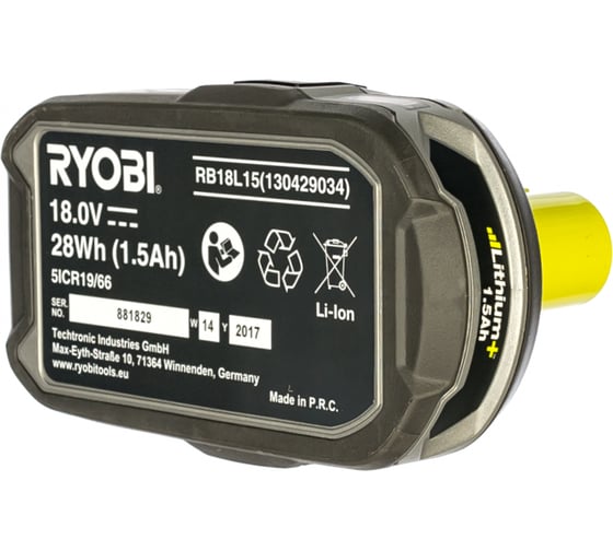 Аккумулятор Ryobi ONE+ RB18L15 (18 В; 1,5 А*ч; Li-ion) 5133001905