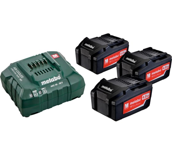 Аккумуляторы 3 шт. (4 А*ч; 18 В; Li-Ion) и ЗУ ASC 30-36 Basic-Set Metabo 685049000