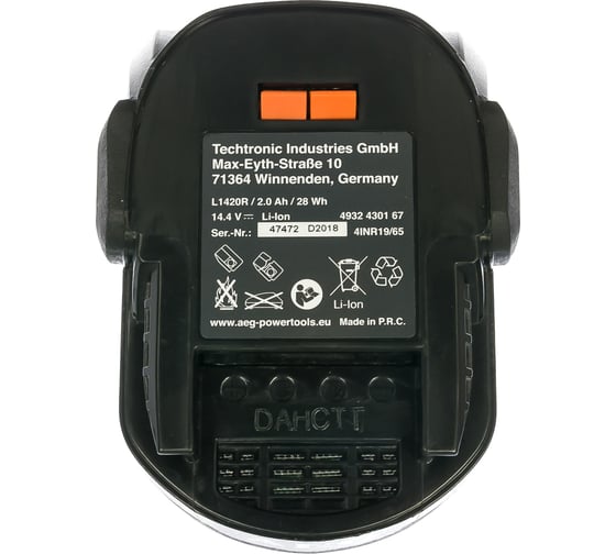 Аккумулятор L1420R (14,4 В; 2 A*ч; Li-ion) AEG 4932430167