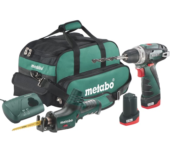 Набор аккумуляторных инструментов Metabo Combo Set 2.4: винтоверт PowerMaxx BS Basic + сабельная пила PowerMaxx ASE 685056000 1