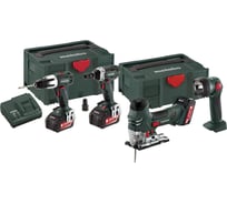 Набор аккумуляторного инструмента Metabo Combo Set 4.1.2 18 V: ударная дрель SB18LT + ударный гайковерт SSW18LTX200 + лобзик STA18LTX140 + фонарь ULA 14.4-18 685042000