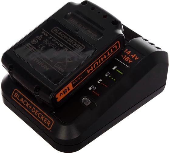 Аккумулятор (18 В; 1.5 А*ч; Li-Ion) + быстрое зарядное устройство 18В Black+Decker BDC1A15