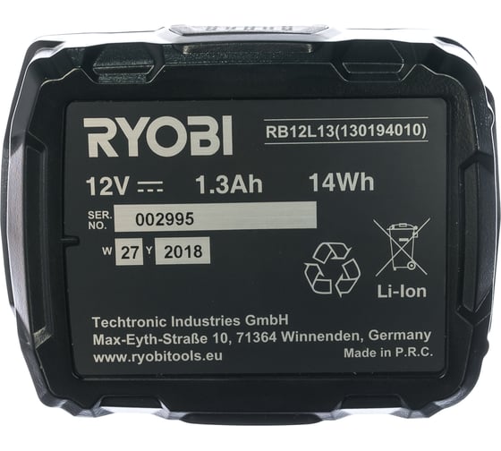 Аккумулятор Ryobi RB12L13 5133002461 (12 В; 1.3 А*ч; Li-Ion)