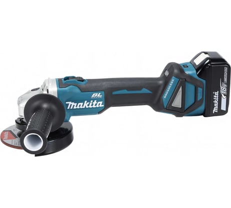 Аккумуляторная угловая шлифмашина Makita бесщеточная, 125 мм, 18 В, Li-ion, 3000-8500 об\мин, 2.3 кг, кейс, аккум. 1x5.0 Ач, быстрое ЗУ, плавный пуск, anti-restart, защита от обр. уд. DGA511RT
