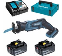 Аккумуляторная сабельная пила Makita LXT 18 В, ход 13 мм, рез 50 мм, 2x3.0 Ач, ЗУ DJR185RFE