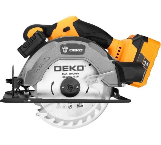 Аккумуляторная циркулярная пила DEKO DKCS20 20 В, 165 мм, 2х3.0 Ач 063-4024