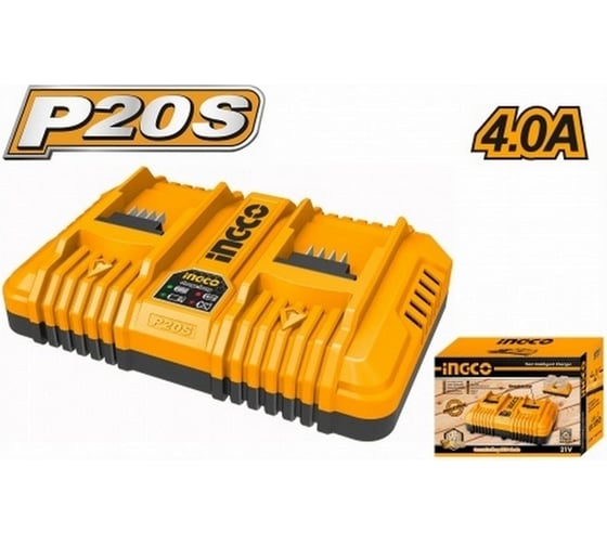 Двойное зарядное устройство INDUSTRIAL 2x21B, 4 A*ч  INGCO FCLI2034