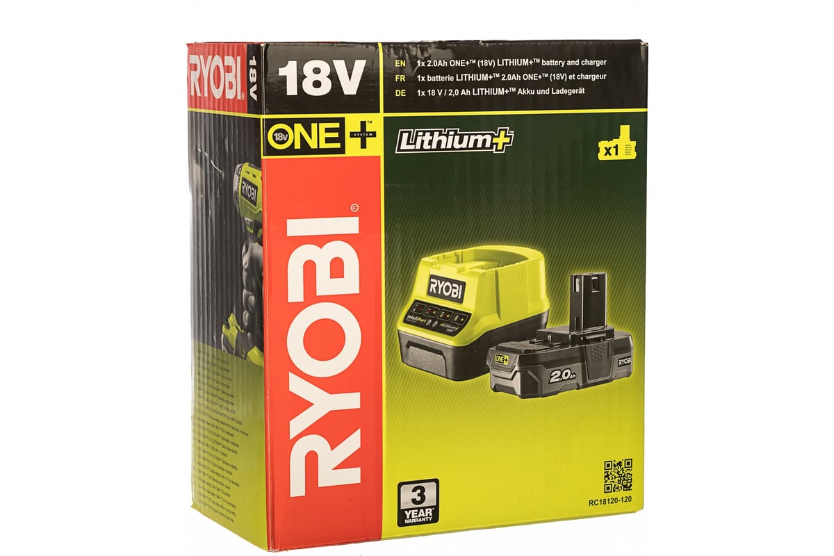 Набор Ryobi ONE+ RC18120-120 5133003368 аккумулятор (18 В; 2.0 А*ч; Li .