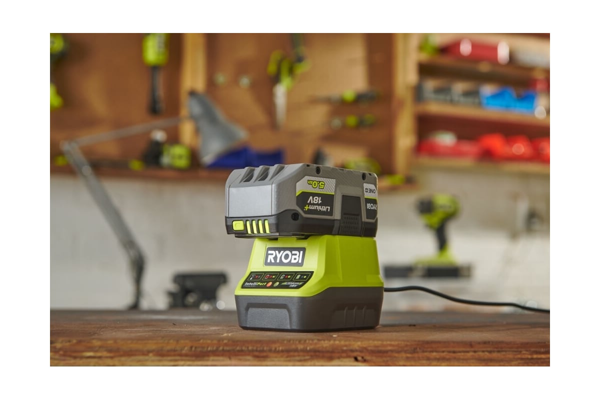 Набор Ryobi ONE+ RC18120-150 5133003366 аккумулятор (18 В; 5.0 А*ч; Li-Ion)  и зарядное устройство RC18120 - выгодная цена, отзывы, характеристики, 1  видео, фото - купить в Москве и РФ