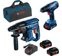 Набор аккумуляторных инструментов Bosch: перфоратор GBH 180-LI + дрель-шуруповерт GSR 180-LI 0.601.9F8.102