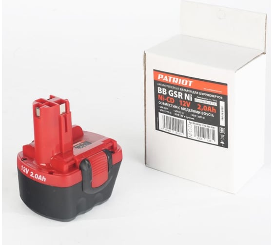 Аккумулятор для шуруповертов BOSCH (12 В; 2.0 А*ч; Ni-Сd) BB-GSR-Ni PATRIOT 190200101