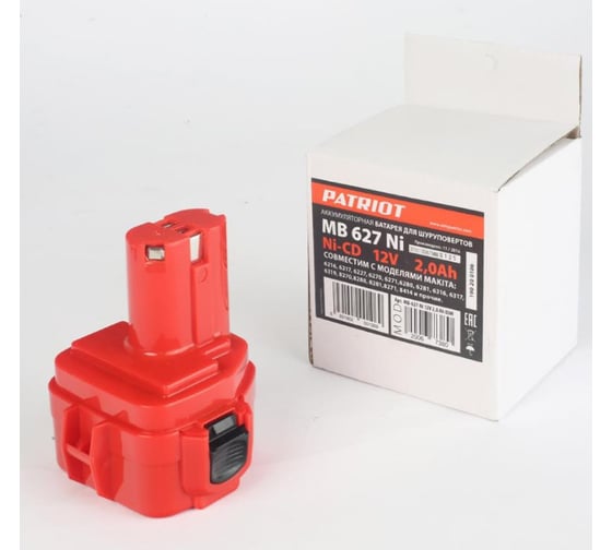 Аккумулятор для шуруповертов MAKITA (12 В; 2.0 А*ч; Ni-Cd) MB-627-Ni PATRIOT 190200106