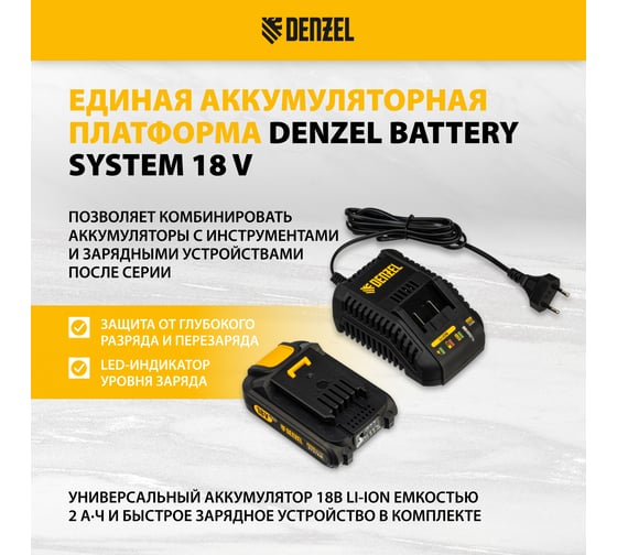 Шлифовальная эксцентриковая аккумуляторная машина Denzelcos-125 18 В li-ion 28470