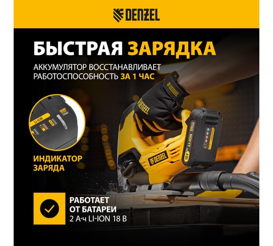 Аккумуляторный лобзик Denzel cj-80 18 В li-ion 27201
