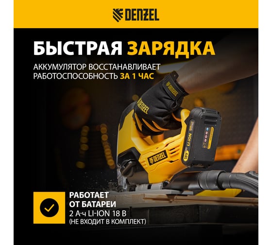 Аккумуляторный лобзик Denzel cj-80-0, 18 В li-ion 27202