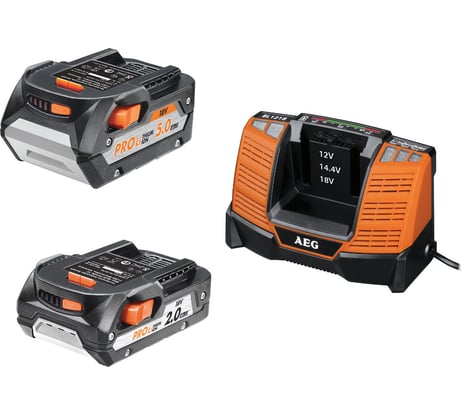 Аккумулятор L1850R (18 В; 5.0 А*ч) + аккумулятор L1820R (18 В; 2.0 А*ч) + зарядное устройство BL1218 + сумка AEG SETLL18X0BL 4932459167
