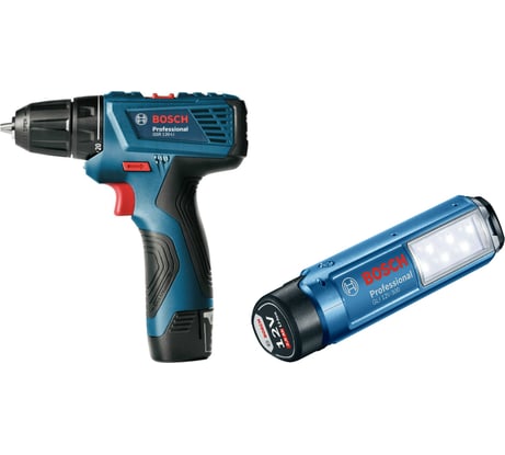 Набор: шуруповерт Bosch GSR 120-LI и фонарь GLI 12V-300 LI 0.601.9F7.005