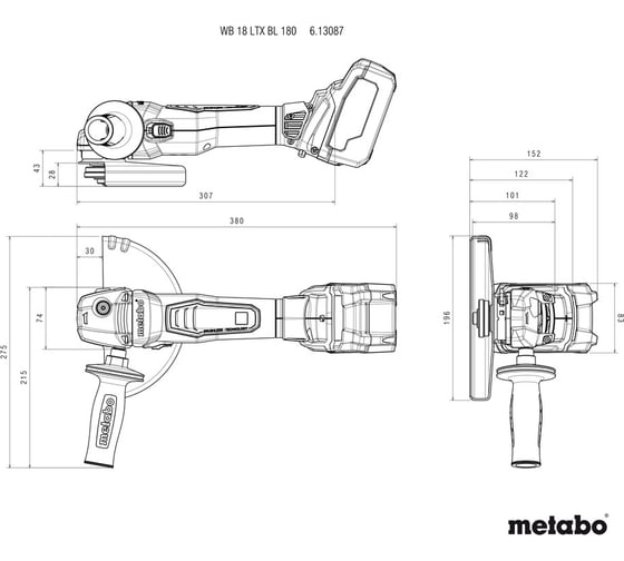 Угловая шлифмашина Metabo WB 18 LTX BL 180 613087840