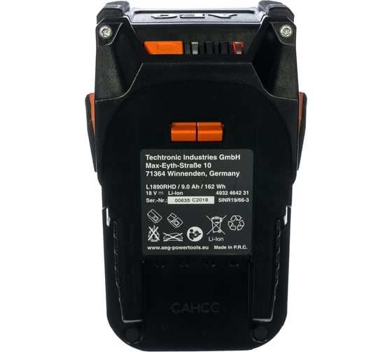Набор из аккумулятора и зарядного устройства SETL1890RHDBLK 18В, 9Ач, Li-Ion AEG 4932464232