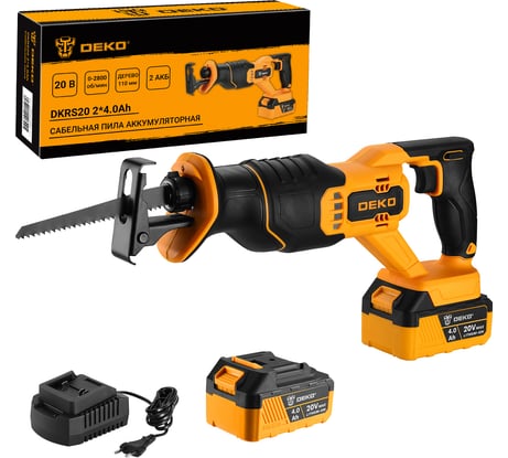 Аккумуляторная сабельная пила DEKO DKRS20, 20В, 2х4.0Ач 063-4359