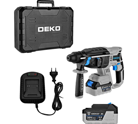 Бесщеточный аккумуляторный перфоратор DEKO DKCH20FU-Li в кейсе, 20 В, 2x4.0Ач 063-4419 1