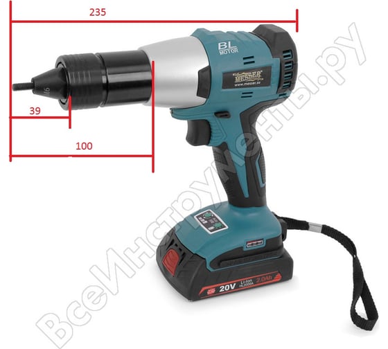 Аккумуляторный заклепочник MESSER LW20LM /М6/ 05-32-006
