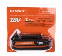 Аккумулятор PB BR 180 Pro (Li-ion, 1.5 Ач, 18В) PATRIOT 180301100