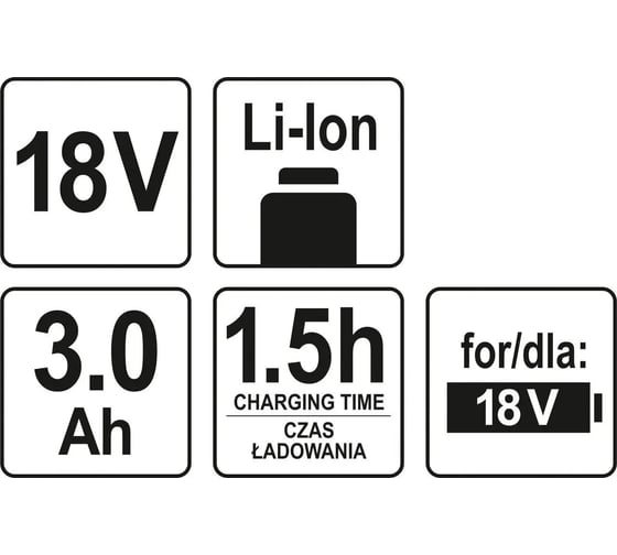 Аккумулятор 18 В, Li-Ion, 3.0 А*ч YATO YT-82843
