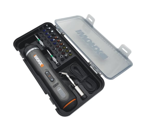 Аккумуляторная отвертка WORX 4В, 5Нм, 2Ач, набор оснастки WX242