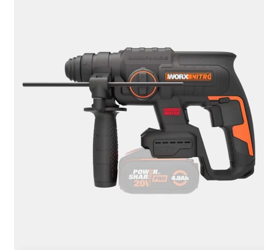 Аккумуляторный бесщеточный перфоратор WORX 20В, 4Ач x1, ЗУ 2А, кейс WX381