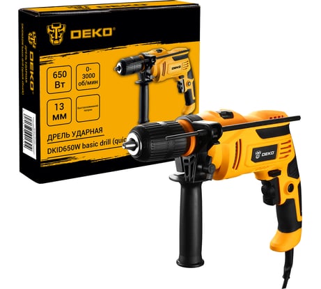 Ударная дрель DEKO DKID650W сетевая, с быстрозаж. патроном, 650 Вт 063-4085
