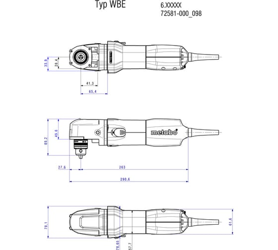 Угловая дрель Metabo WBE 700 600512000