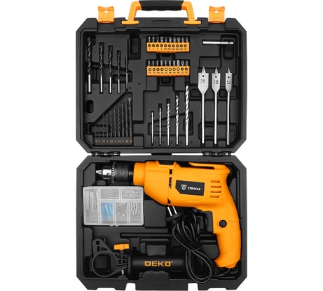 Ударная сетевая дрель DEKO DKID600W + набор инструментов 92 предмета 063-4157