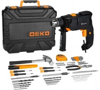 Ударная сетевая дрель DEKO DKID600W в пластиковом кейсе + набор инструментов 40 предметов, 063-4158