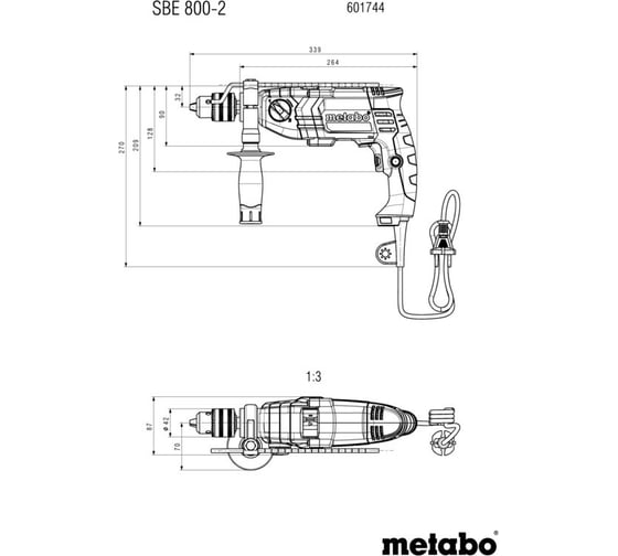 Ударная дрель Metabo SBE 800-2 601744510