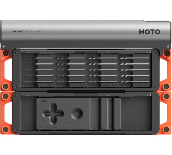 Электрическая мини-дрель с набором свёрл HOTO SNAPBLOQ Electric Mini Drill Set (20 предметов, серый, красный, D-A03) HFE0023GL 1